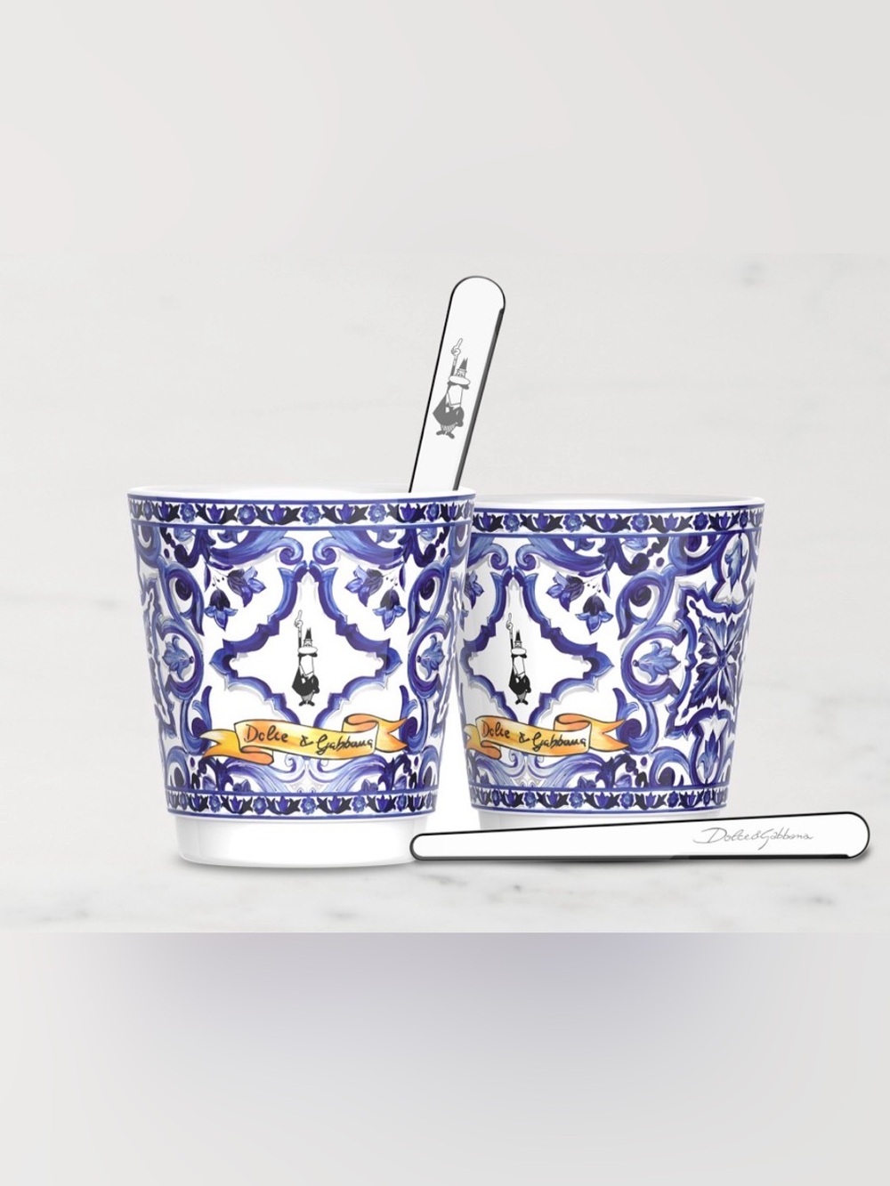 NWT Bialetti Dolce & Gabbana Espresso Cups with Stainless-Steel Stirrers, Set of